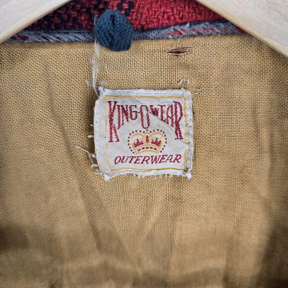 Vintage King-o-Wear Hunting Jacket Wool Mackinaw Red Buffalo Plaid Medium - Picture 7 of 12